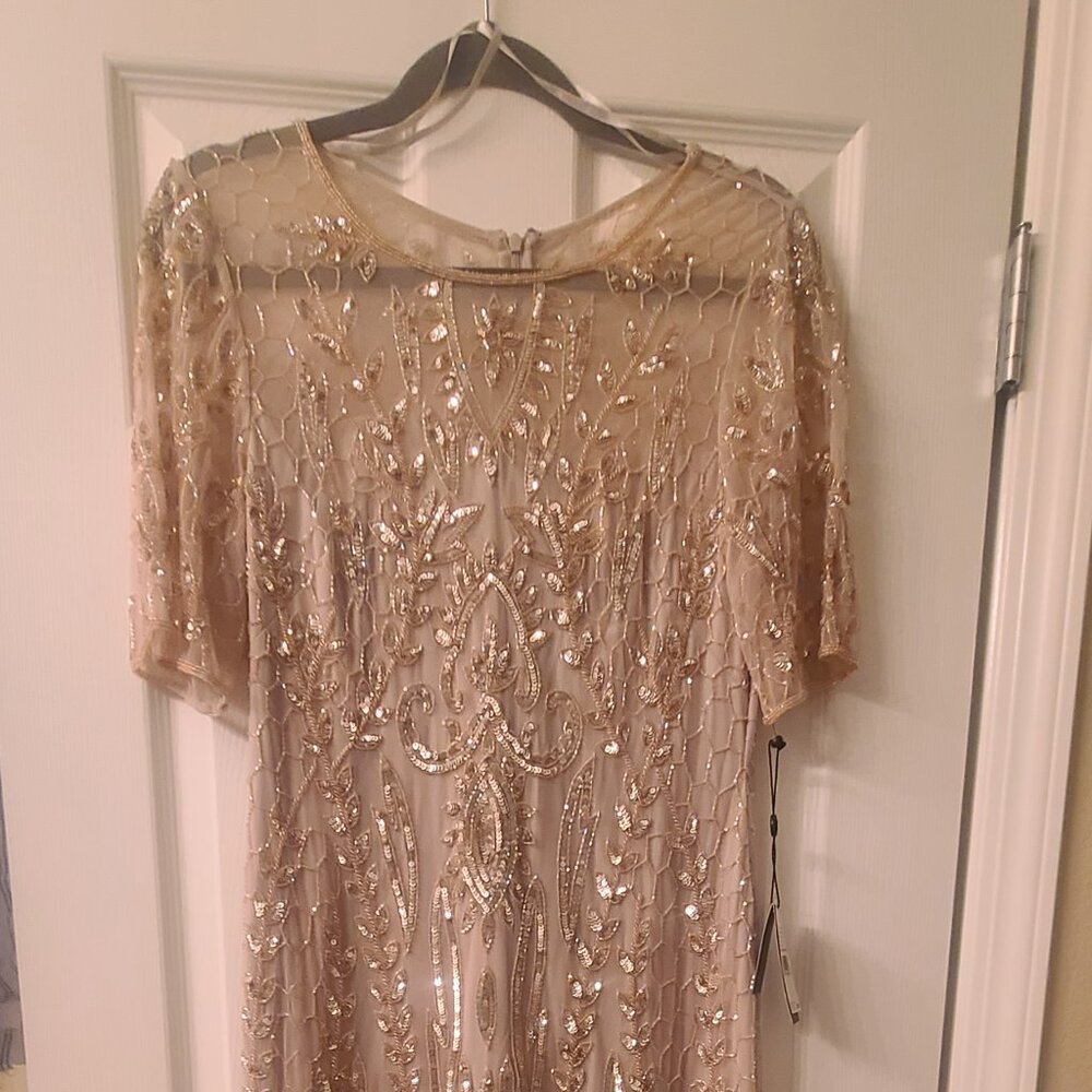 Adrianna Papell beaded gown with Gosets